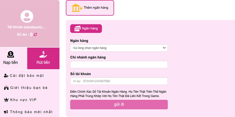 Thêm tài khoản ngân hàng chính chủ tại MMOO